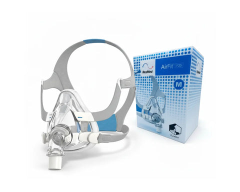 ResMed AirFit F20 Full Face CPAP Mask with Comfortable Headgear and Mask Box