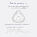 Replacement tip for Resmed Airfit F20 mask cushion shows signs of wear and when to replace for optimal sleep therapy.