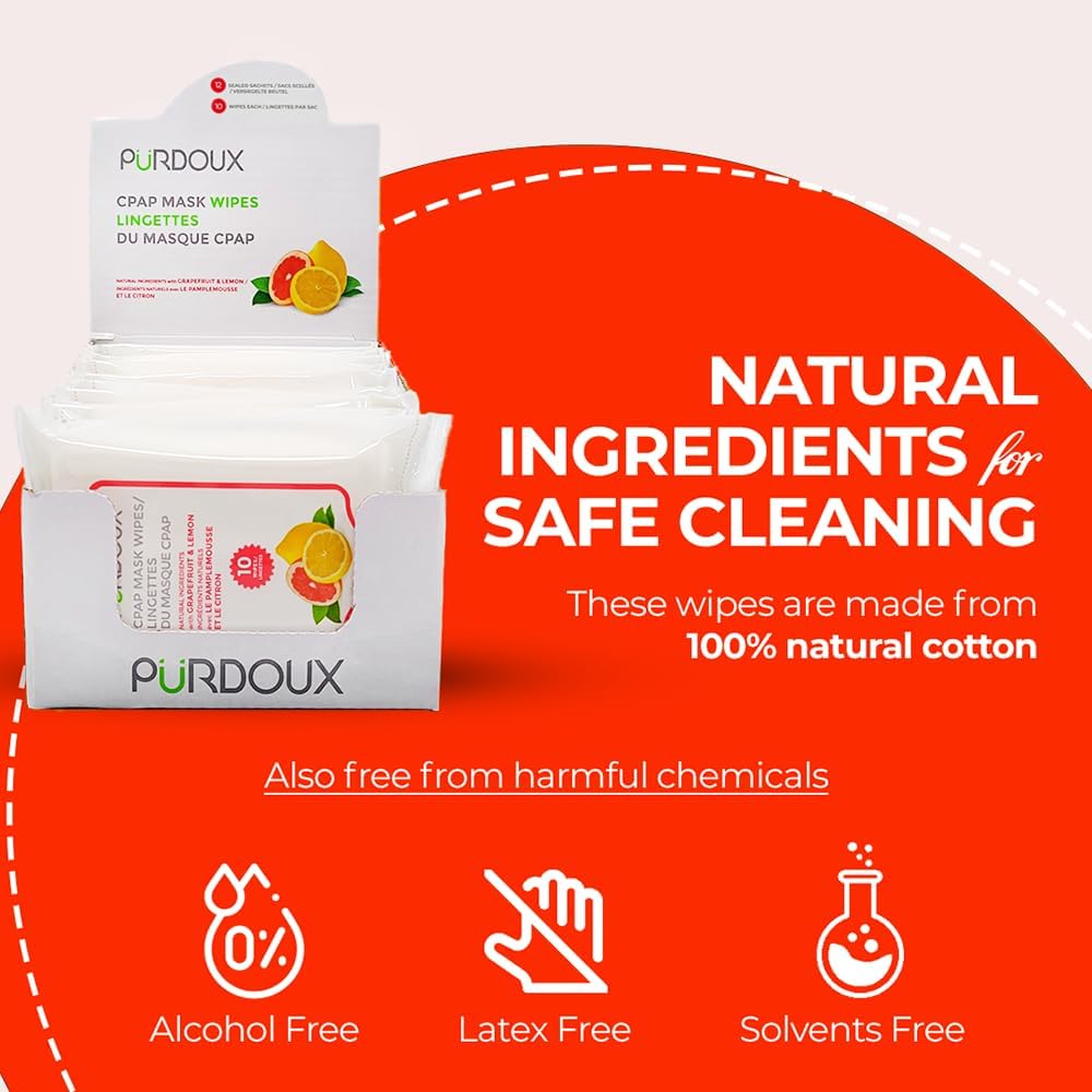 Purdoux 100% Cotton CPAP Mask Wipes