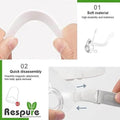 Collage showing soft material for comfort and quick disassembly feature of a ResPure CPAP mask.