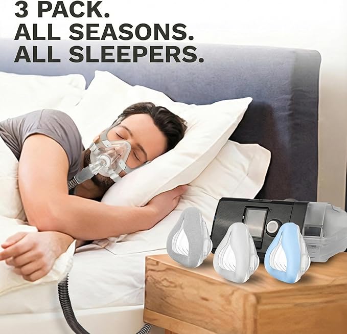 3-Pack Fabric Replacement Mask Cushions for AirFit F20 & AirTouch F20 – Cooling, Velvet & All-Season Kit, CPAP Supplies, Patented Full Face Comfort for Hot & Cold Sleepers - CPAPstudio.co.uk
