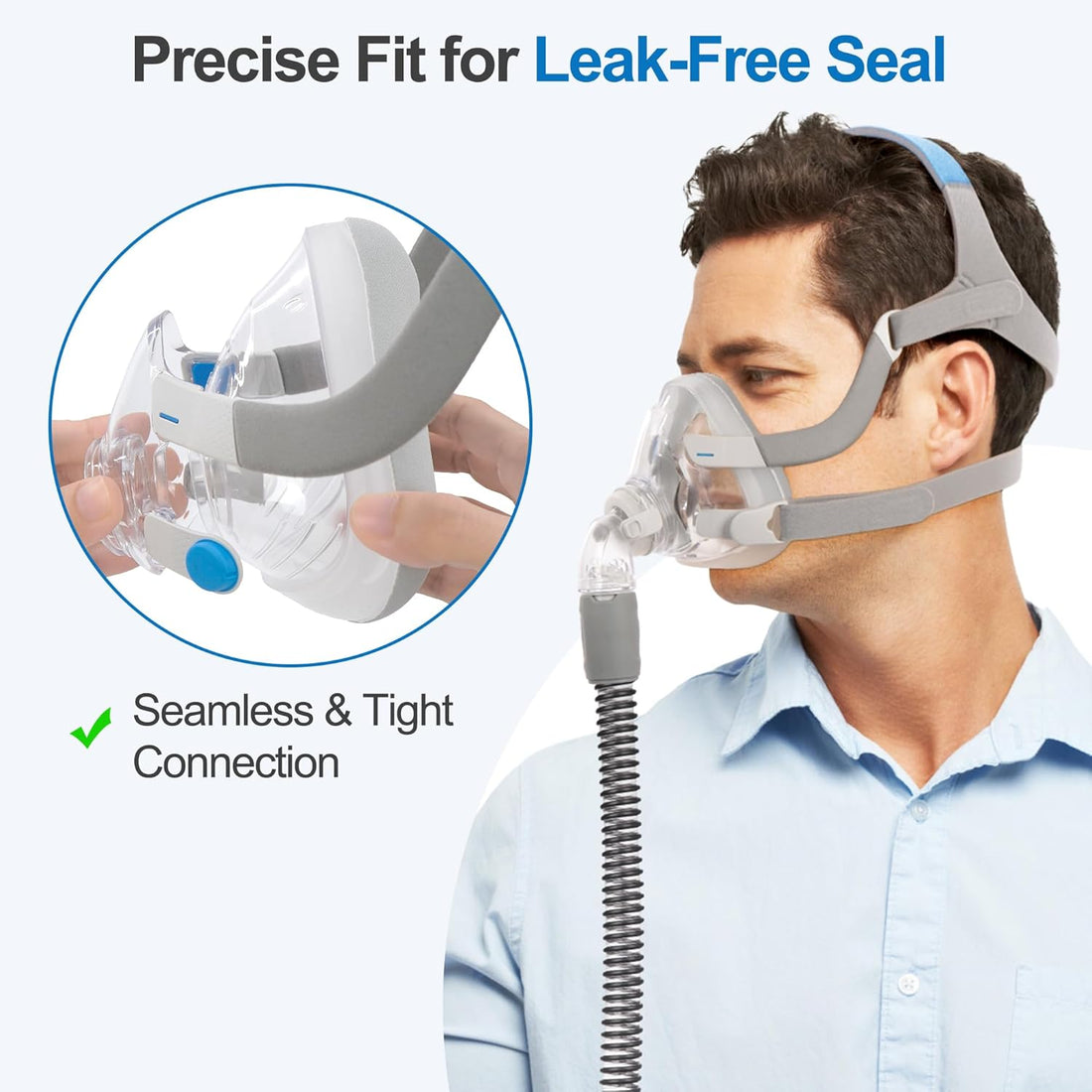 Fabric Cushion for Airfit F20 & for Airtouch F20 - 1 Pack or, 2 Pack Full-Face Cushion for F20 Mask , Respure Innovative CPAP Fabric-Silicone Hybrid Cushion Replacement - Gray/General