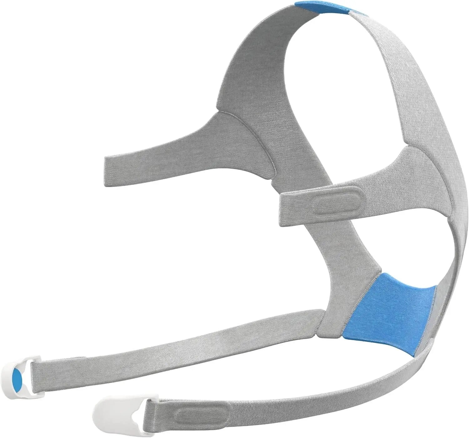 Soft and flexible CPAP headgear for ResMed AirFit F20, featuring magnetic clips for easy use.