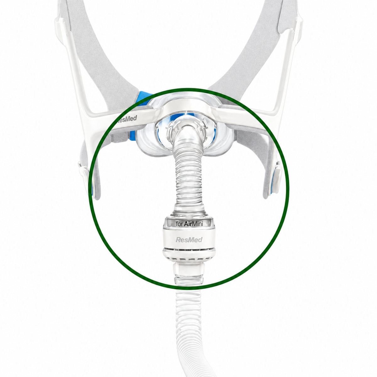 ResMed AirMini N20 Connector Attached to AirFit N20 Mask