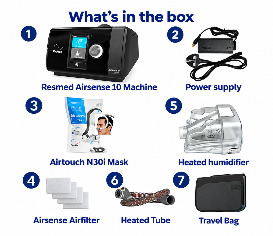 ResMed AirSense 10 Autoset Bundle with Airtouch N30i Mask, Tubing & Humidifier