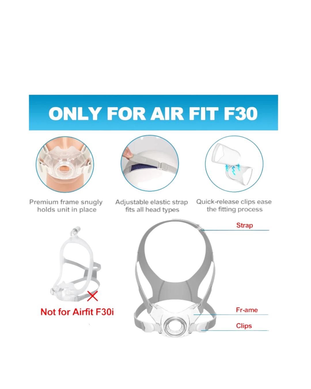 Airfit F30 replacement Kit, Includes Adjsutable Headgear