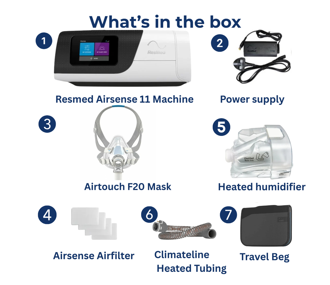 ResMed AirSense 11 AutoSet with Airtouch F20 Mask, Tubing & Humidifier