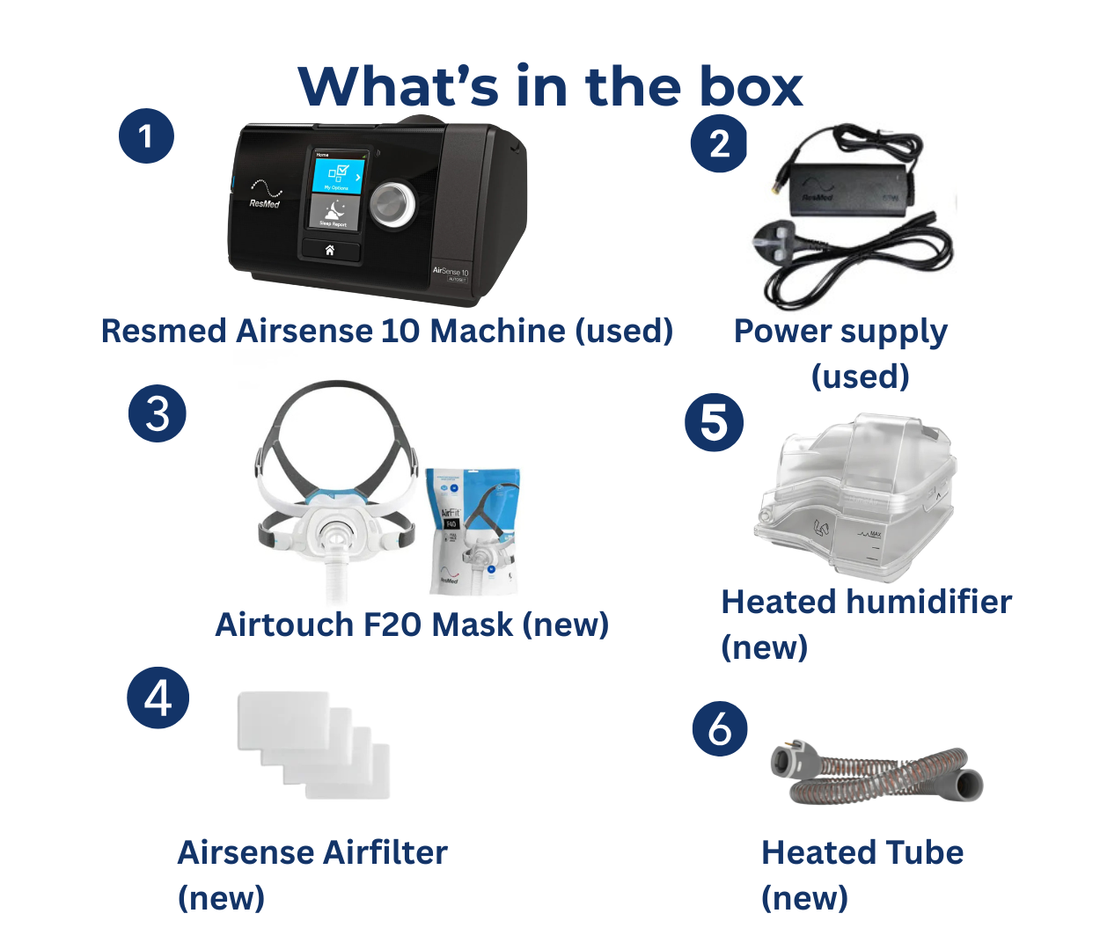 ResMed AirSense 10 AutoSet Bundle – F40 Mask, Tubing & Humidifier Reconditioned