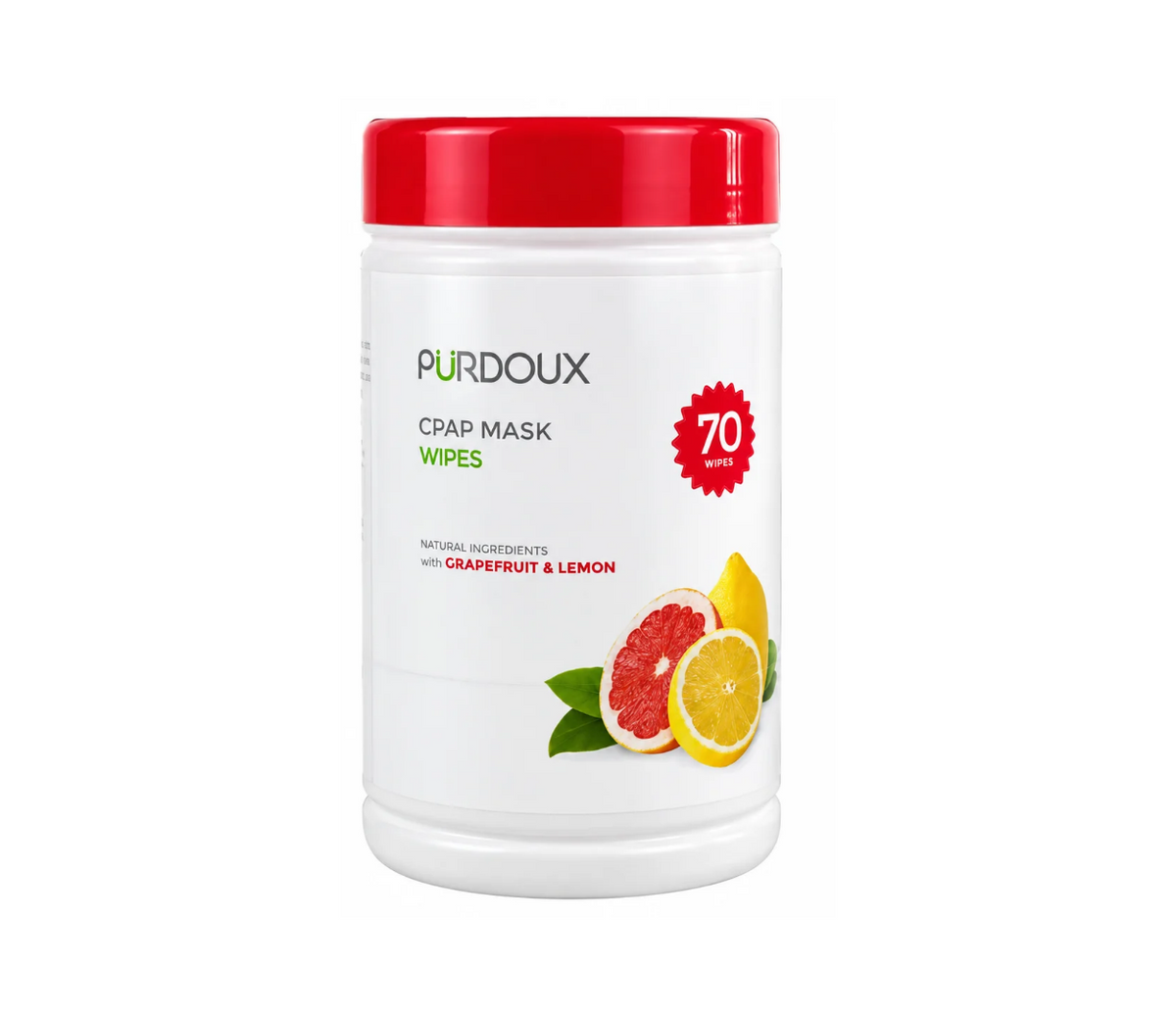 Purdoux CPAP Mask Wipes 70 Pack with Grapefruit & Lemon