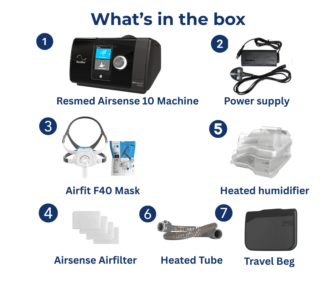 ResMed AirSense 10 Auto CPAP Bundle – F40 Mask, Hose & Humidifier