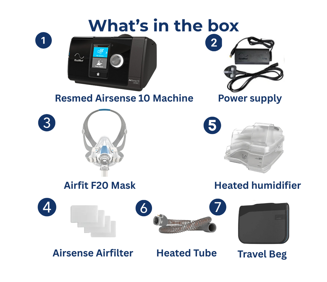 ResMed AirSense 10 AutoSet with AirFit F20 Mask, Tubing & Humidifier Reconditioned