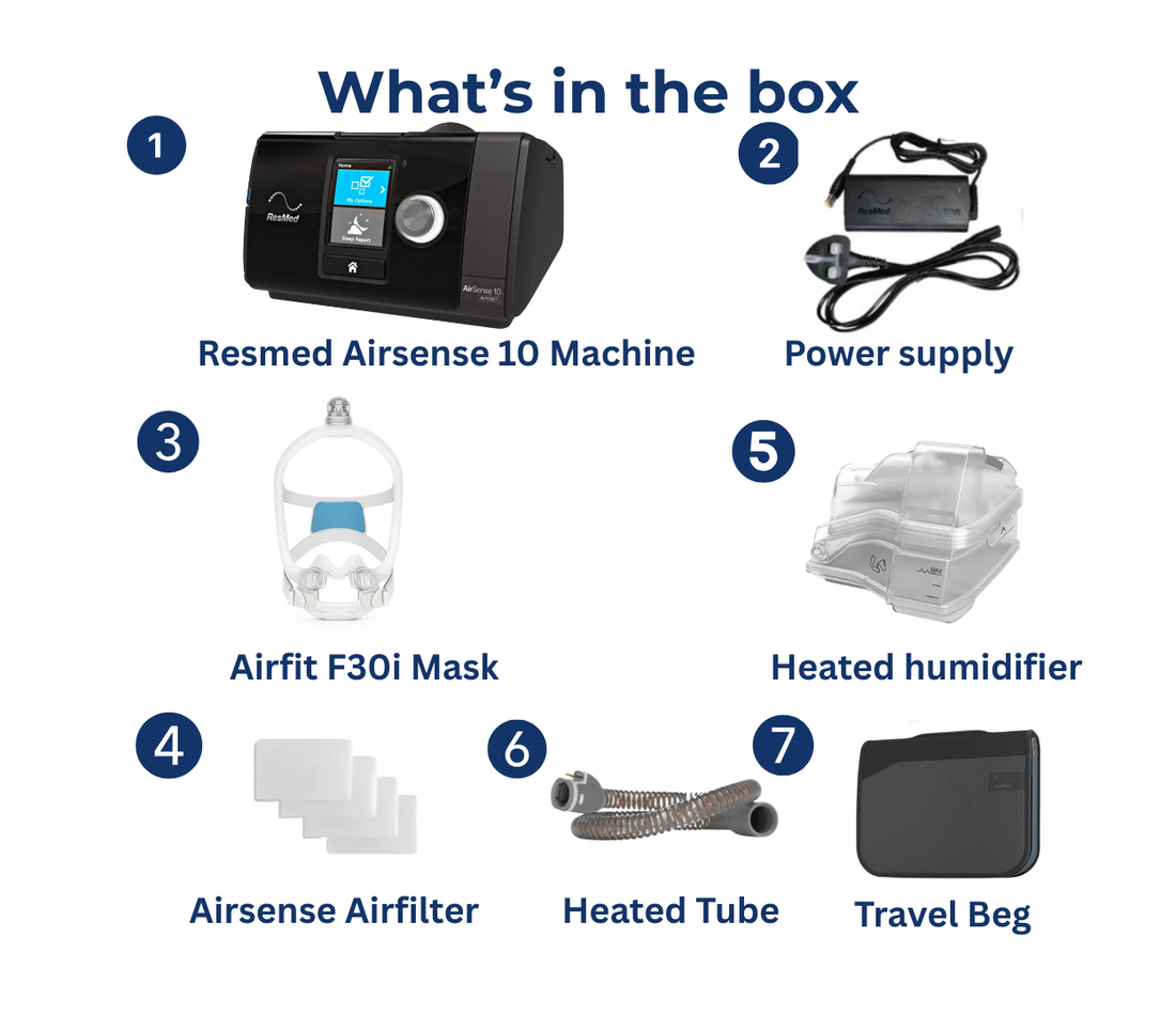ResMed AirSense 10 AutoSet Bundle – F30i Mask, Tubing & Humidifier