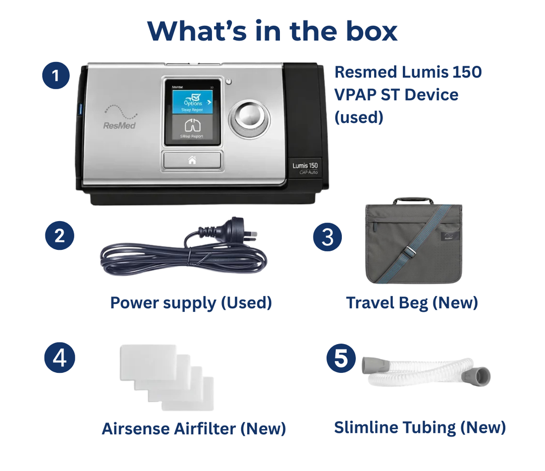 ResMed Lumis 150 VPAP ST BIPAP Unit with Power Supply and Bag