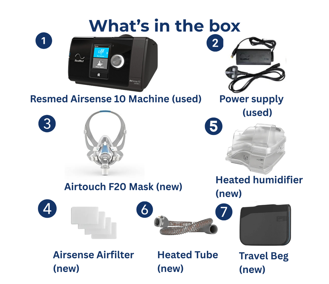 ResMed AirSense 10 AutoSet with AirFit F20 Mask, Tubing & Humidifier Reconditioned