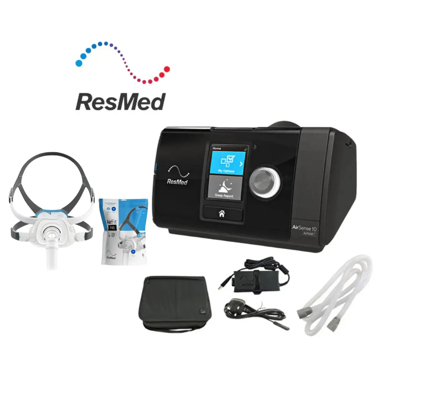 ResMed AirSense 10 AutoSet CPAP Machine with myAir with AirFit F40 Mask - CPAPstudio.co.uk