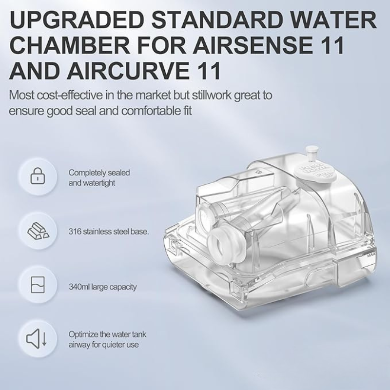 Tubing Adapter Water Chamber for AirSense 11 & Aircurve 11, 340ml Upgraded Humidifier Tub Container