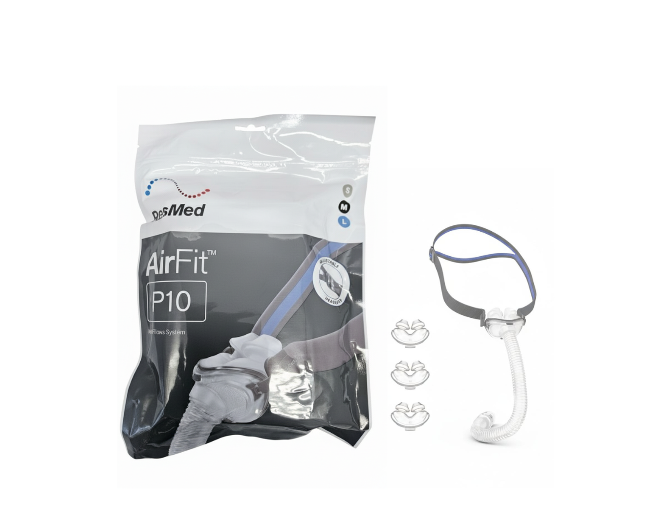ResMed AirFit P10 Nasal Pillow Mask Fitpack – S/M/L Pillows - CPAPstudio.co.uk