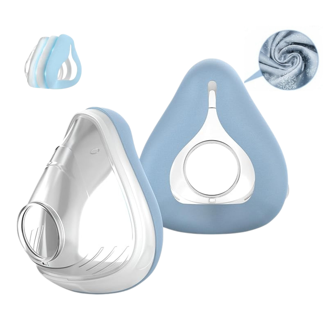 Premium velvet touch ResMed AirFit F20 Cushion, 3-in-1 Design with Silicone, Sponge & Fabric, Cozy Touch and Leak-Free Seal, 1 pack or 2 Pack- Blue