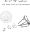 AirFit F30 replacement cushion size S, designed for comfort while wearing glasses, ideal for side-sleepers and TV watching.