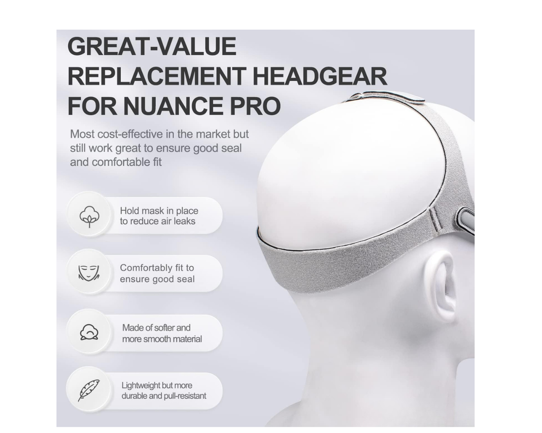 2 Packs Replacement Headgear for Nuance Pro - Headgear Straps (2Packs) with Stronger Touch-Fasten-ers and Elasticity, CPAP Strap for Nuance Pro, Snugly Fit & Reducing Air Leaks