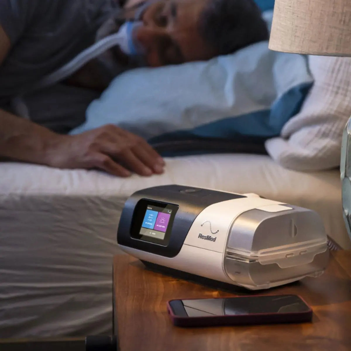 ResMed AirSense 11 AutoSet CPAP Machine at the bedside