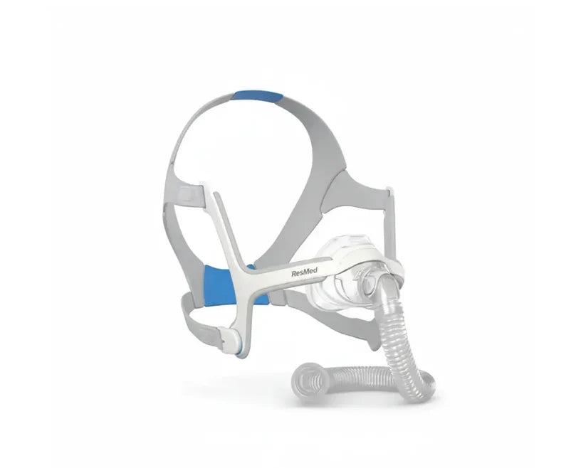 ResMed AirFit N20 full face mask fitted and connected to tubing